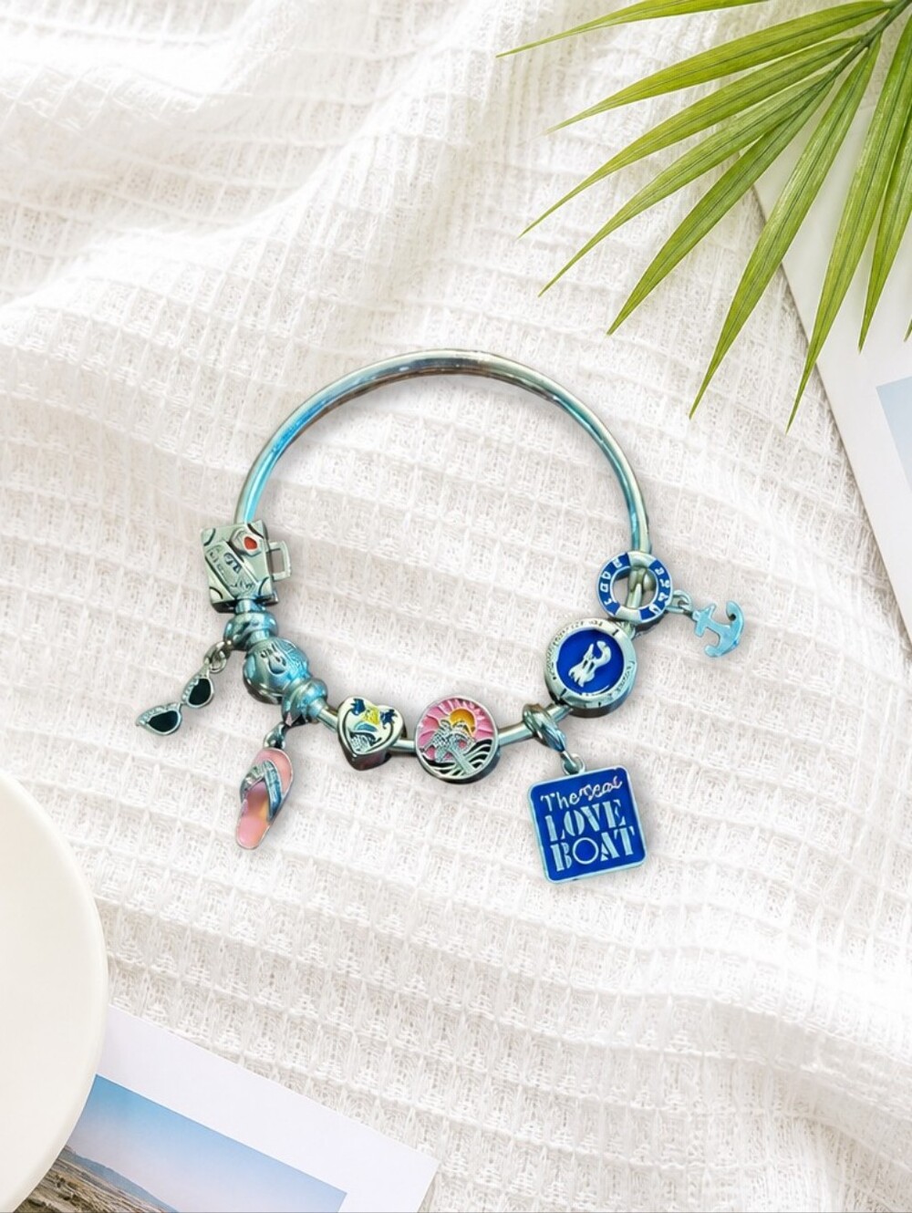 NWT Princess Cruises Love Boat Silver Charm Bracelet ~9 Charms